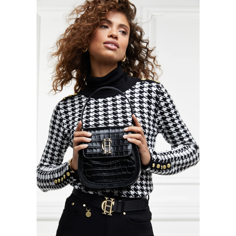 Holland Cooper Chelsea Saddle Bag - Black Croc-5